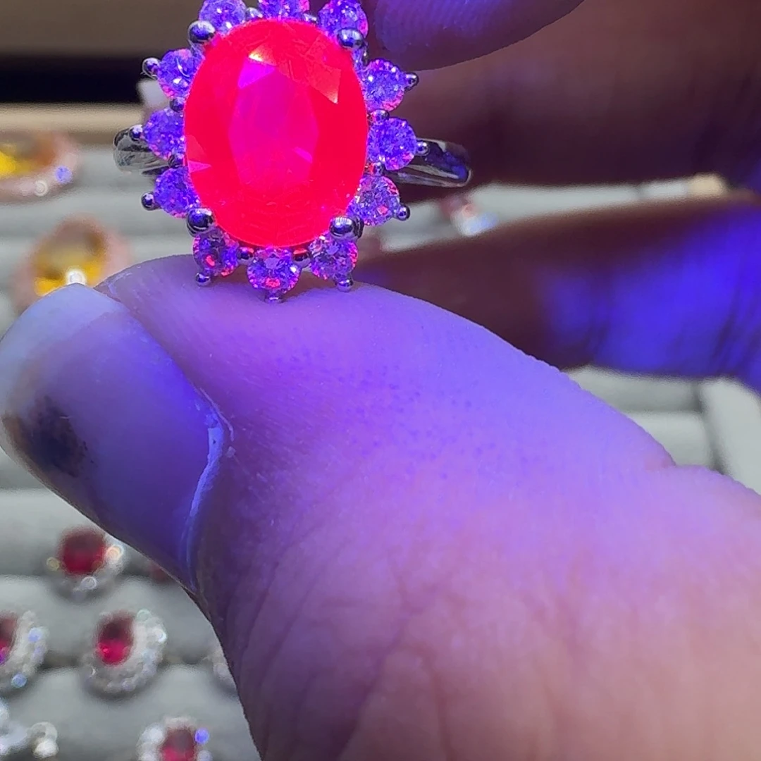 绿水晶戒指银S925镶嵌