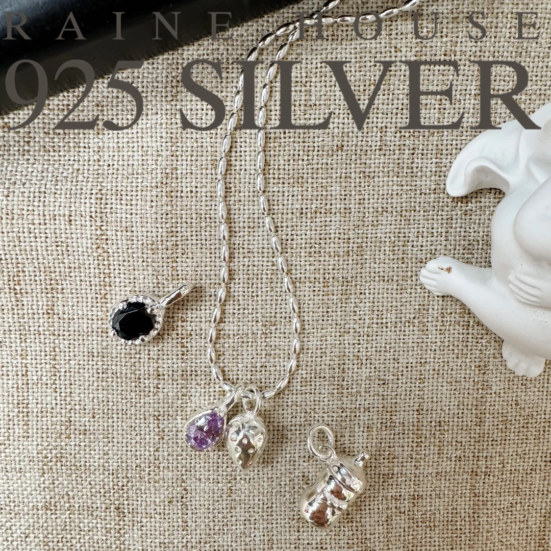 925银银制品 【梦幻】S925银韩版草莓奶瓶紫色黑色吊坠