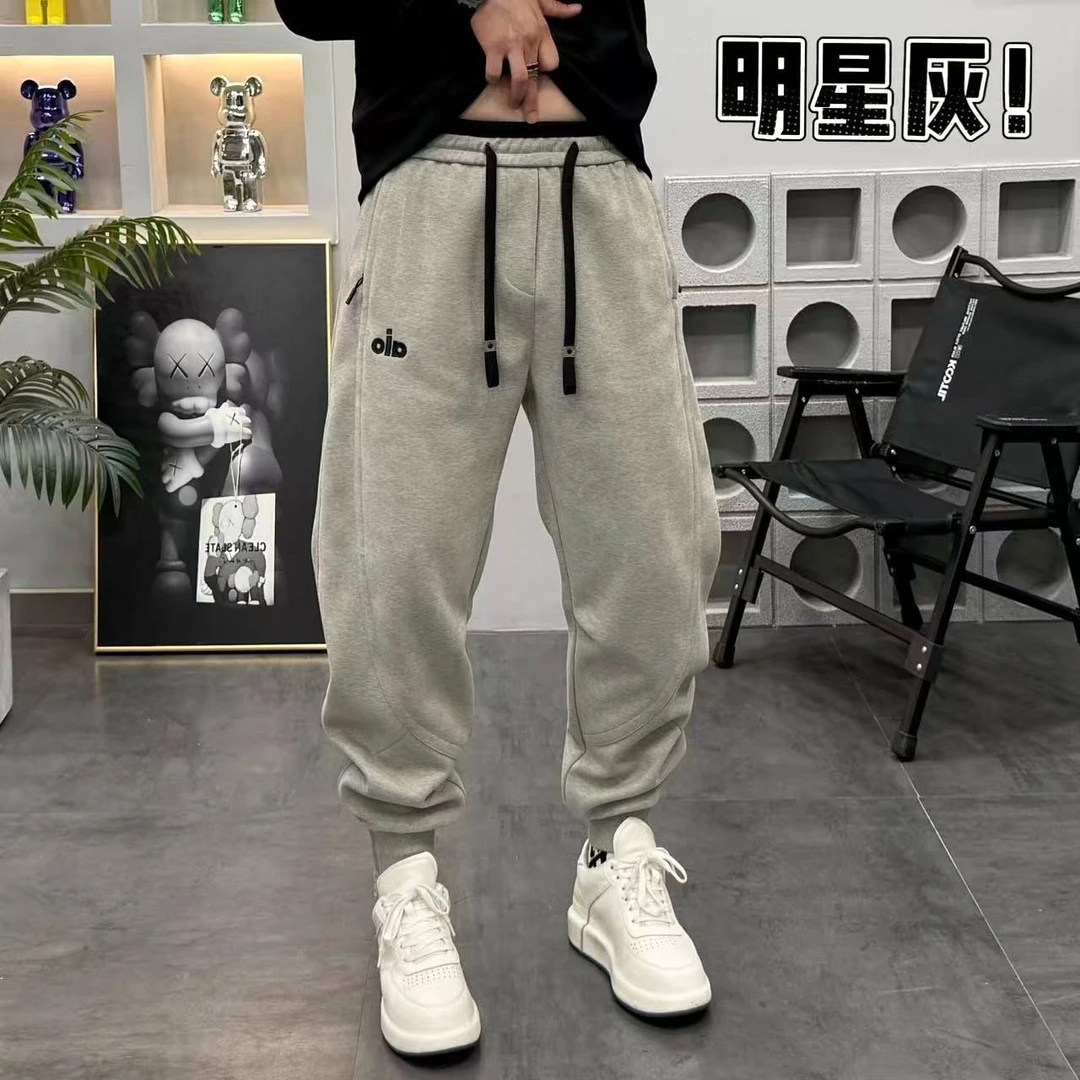 原版品质潮流时尚拼色腰拉链裤脚男士休闲裤加绒加厚卫裤25059