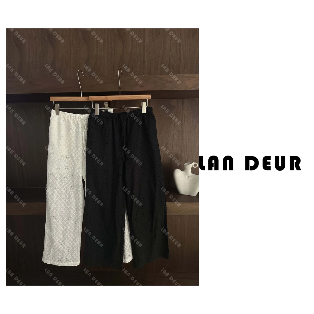 【雾海丁香】雕孔绣花长绒棉40支立体肌理小众设计感时尚休闲裤子女