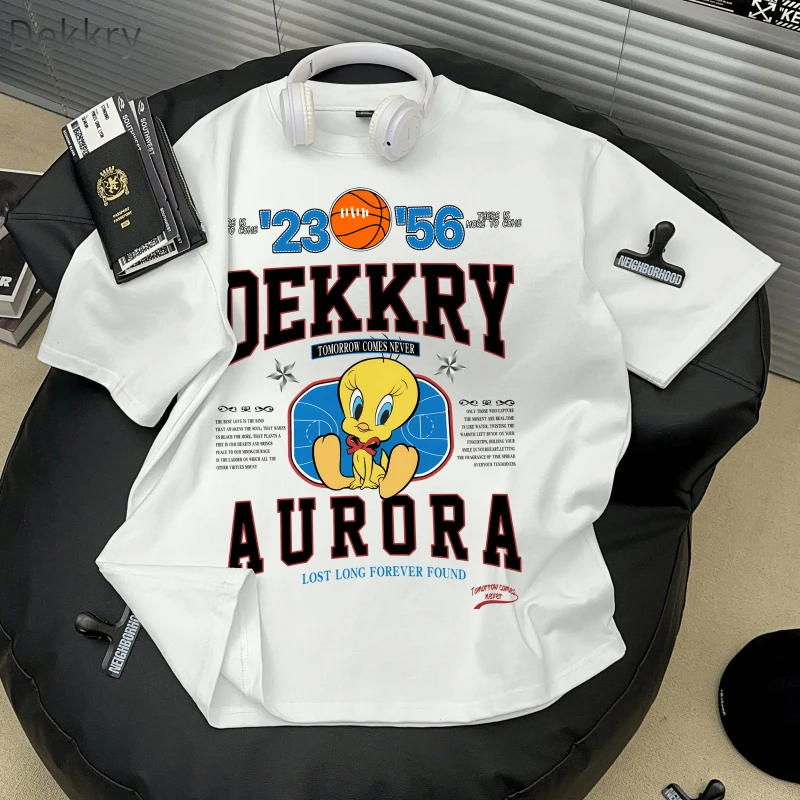 【Dekkry】短袖夏季几何圆领T恤休闲百搭印花半袖潮流美式宽松韩版