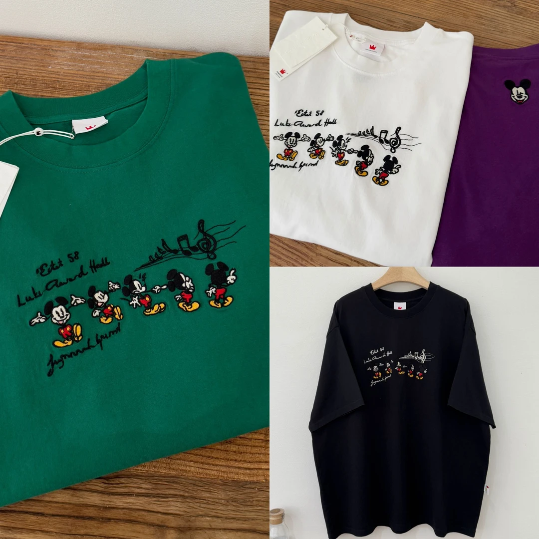 纯色音乐琪琪图案休闲百搭夏季短袖上衣宽松设计