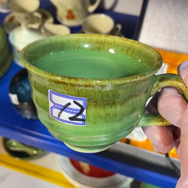 瓷片五厂洒金帝王绿咖啡杯微瑕疵