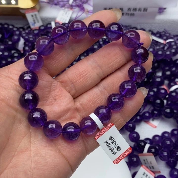 紫晶手链未镶嵌咪**师天然紫水晶手链