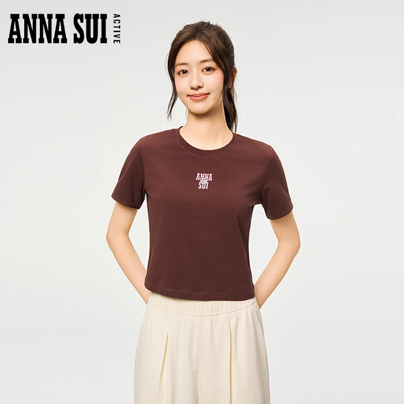ANNA SUI安娜苏运动 短款圆领短袖T恤舒适百搭亲肤25306156A