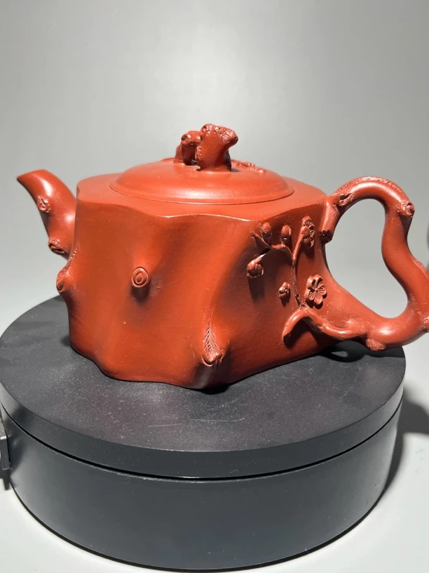 宜兴一厂老壶纯手工紫砂壶茶具原矿红皮龙梅桩壶茶道500c