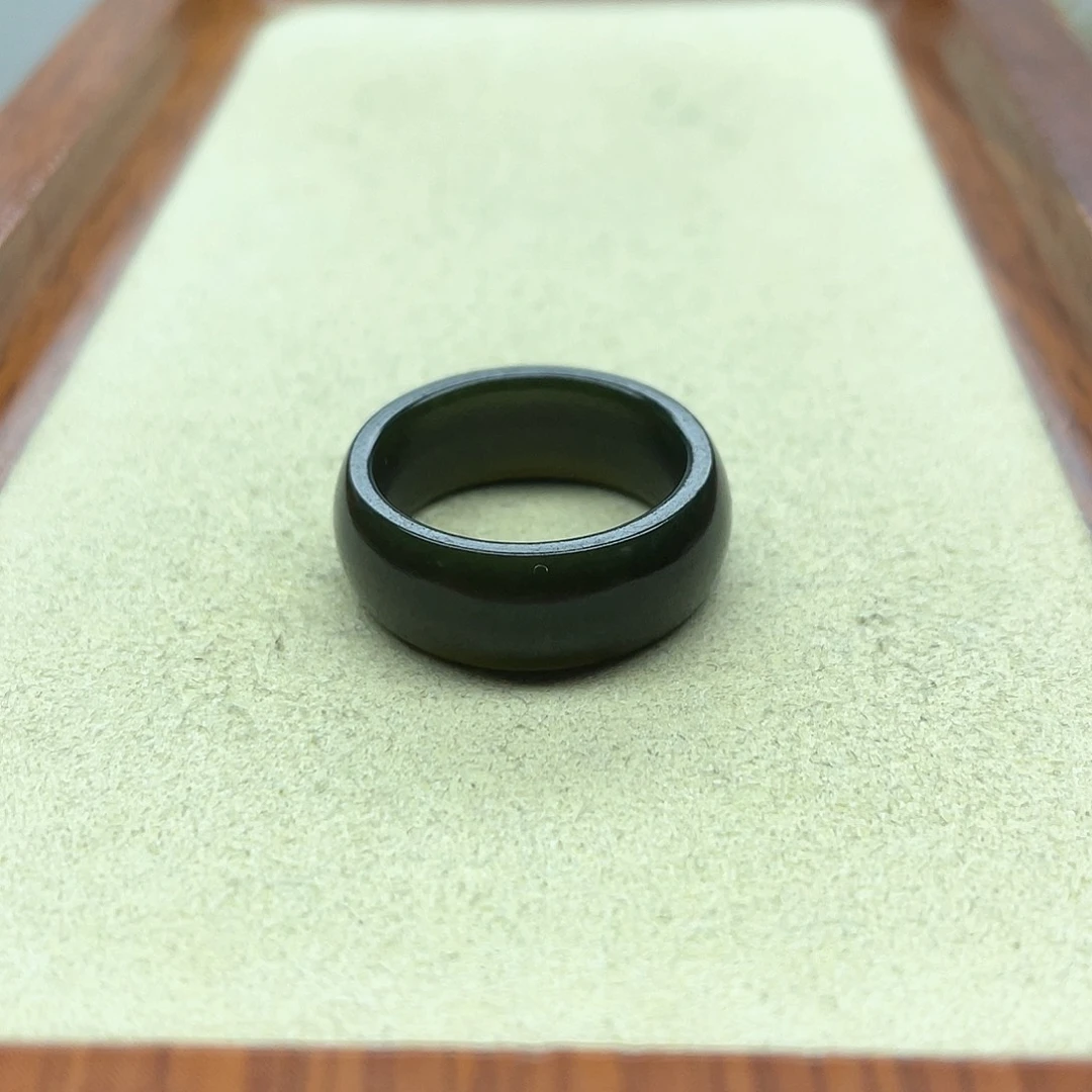 未镶嵌戒指和田玉16青玉宽条17号