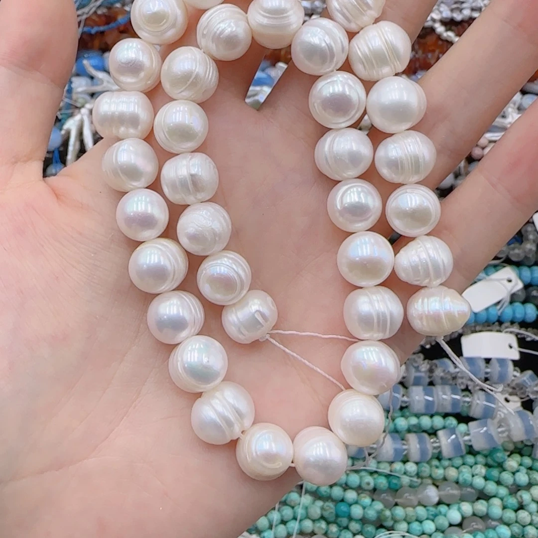 周***小未镶嵌玛瑙/玉髓珠宝半成品淡水汉堡珠一条