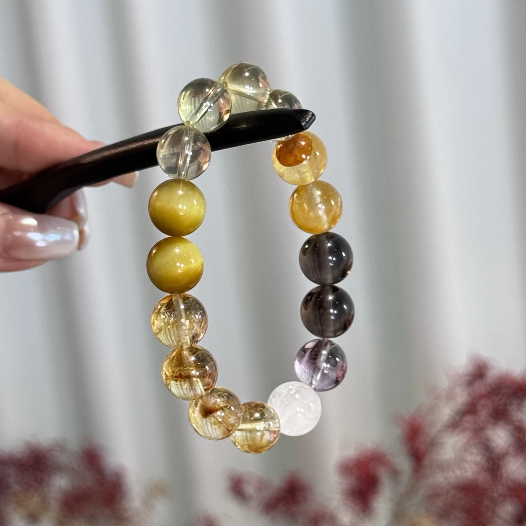 铜合金手链 冯冯定制手链 多多来财黄色手链10mm