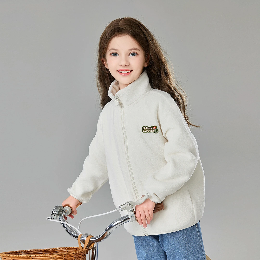 Deesha笛莎童装女童摇粒绒外套儿童洋气春秋休闲加绒立领上衣-732