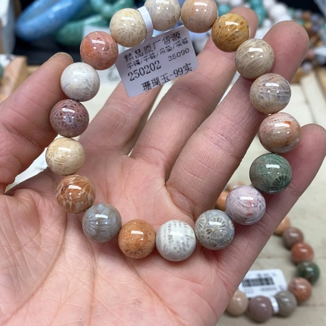 硅化珊瑚（珊瑚玉）手链未镶嵌我***肉359