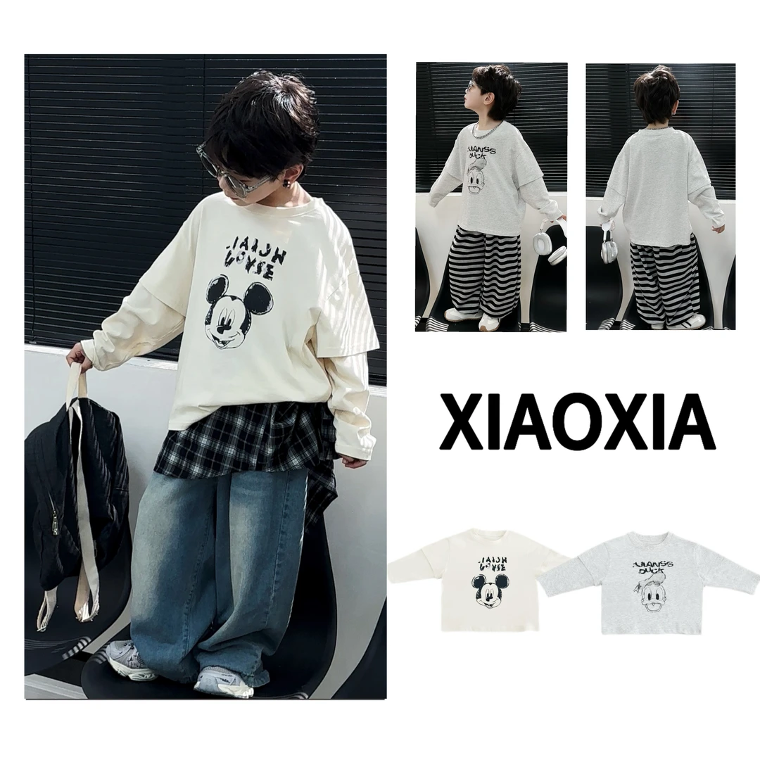 XXJ 1903 主播超爱款【怒推组合】百变米奇假两件T恤