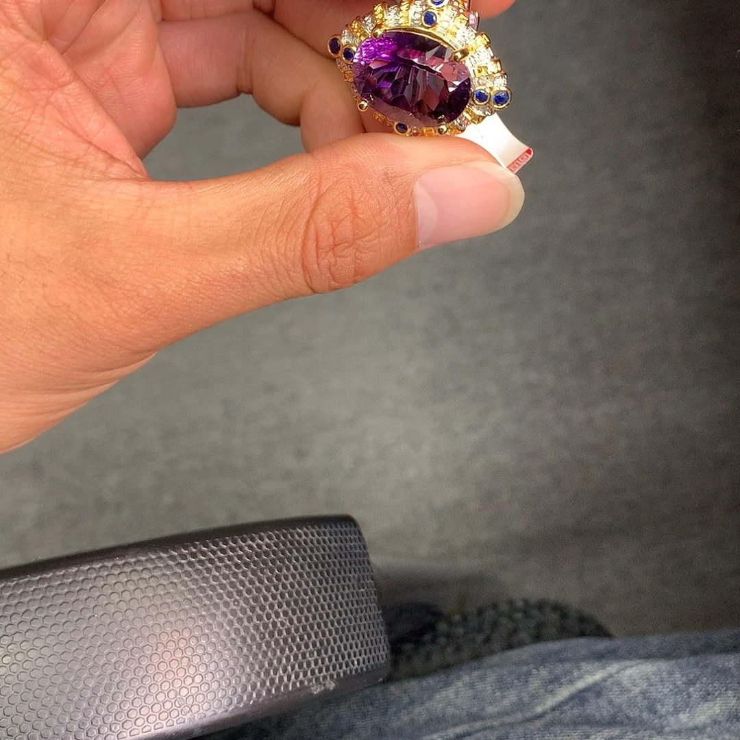 银S925镀金镶嵌水晶戒指