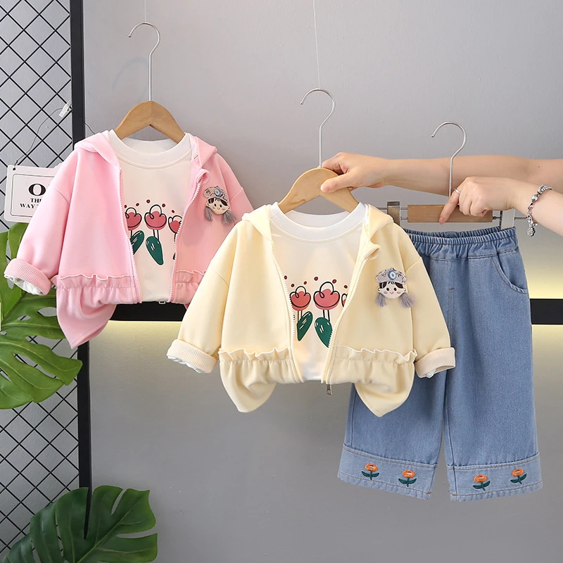 儿童新款春秋季套装1-2-3-4岁女宝宝洋气女孩帽子外套装韩版YYL