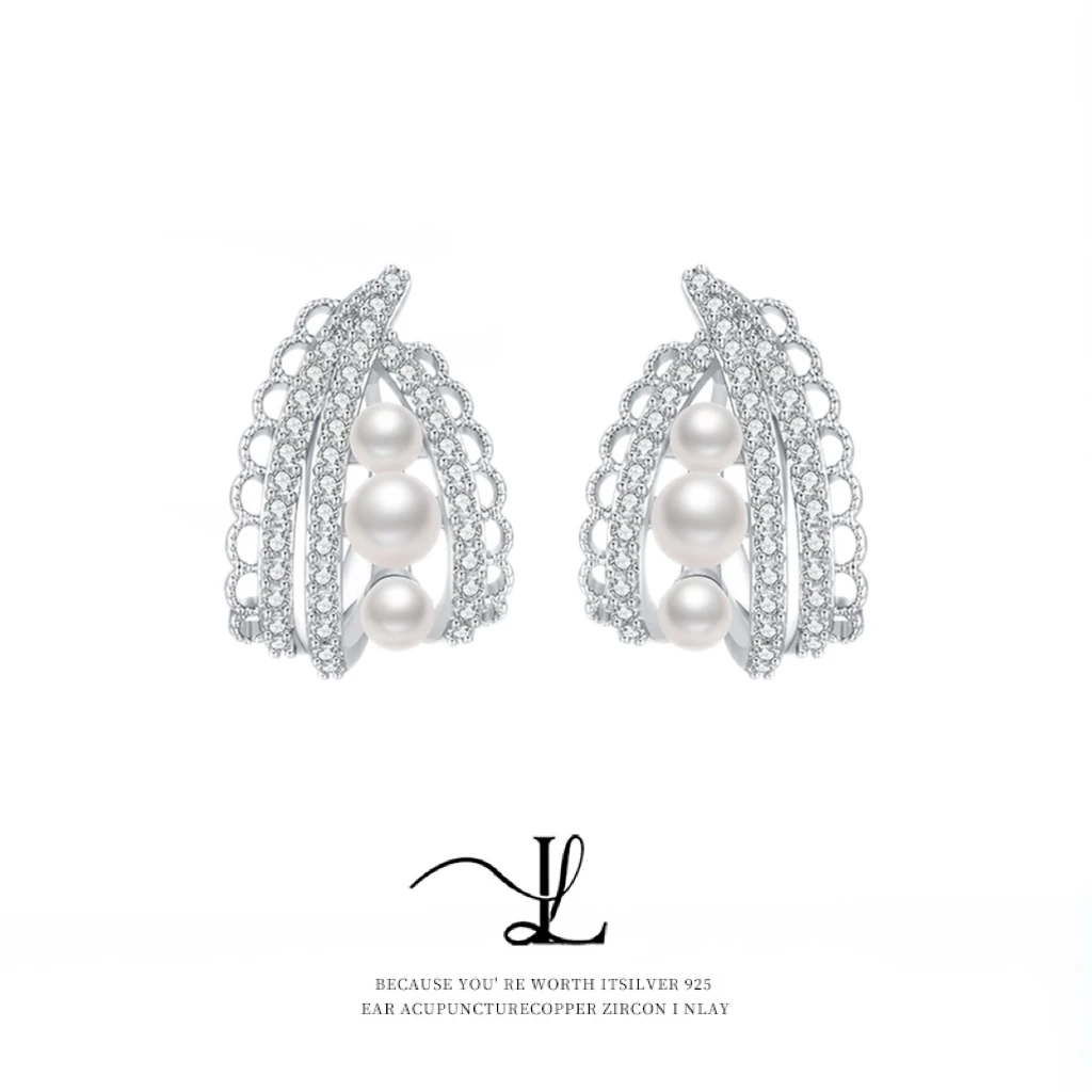 铜合金锆石耳饰 LL Jewelry & 宫廷风高定立体珠珠锆石耳钉