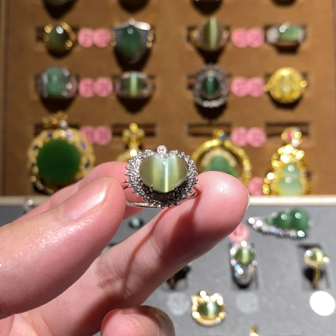 和田玉银S925镶嵌戒指