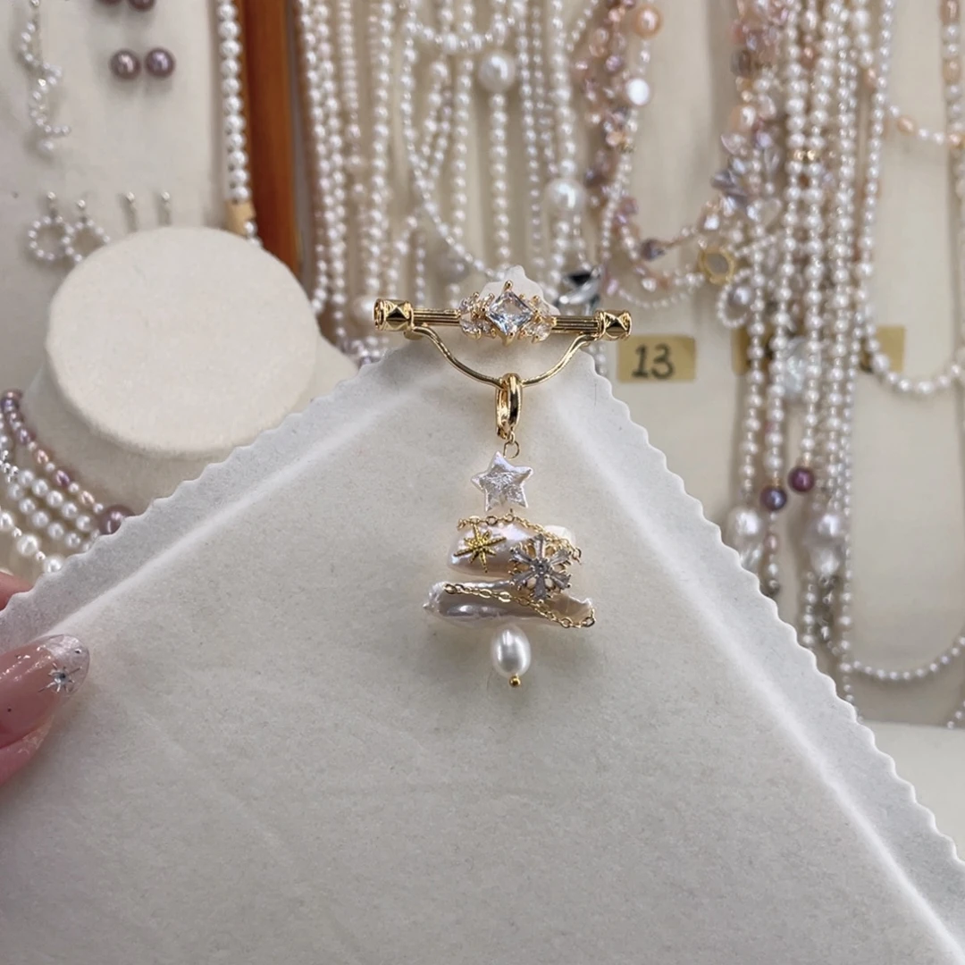 吊坠(不含链)淡水珍珠银S925镶嵌