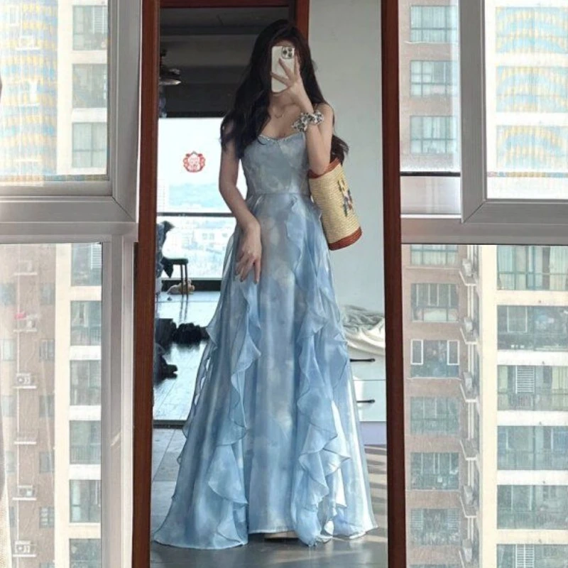 时尚百搭碎花连衣裙2025新款公主裙法式高级感气质吊带裙显瘦裙子