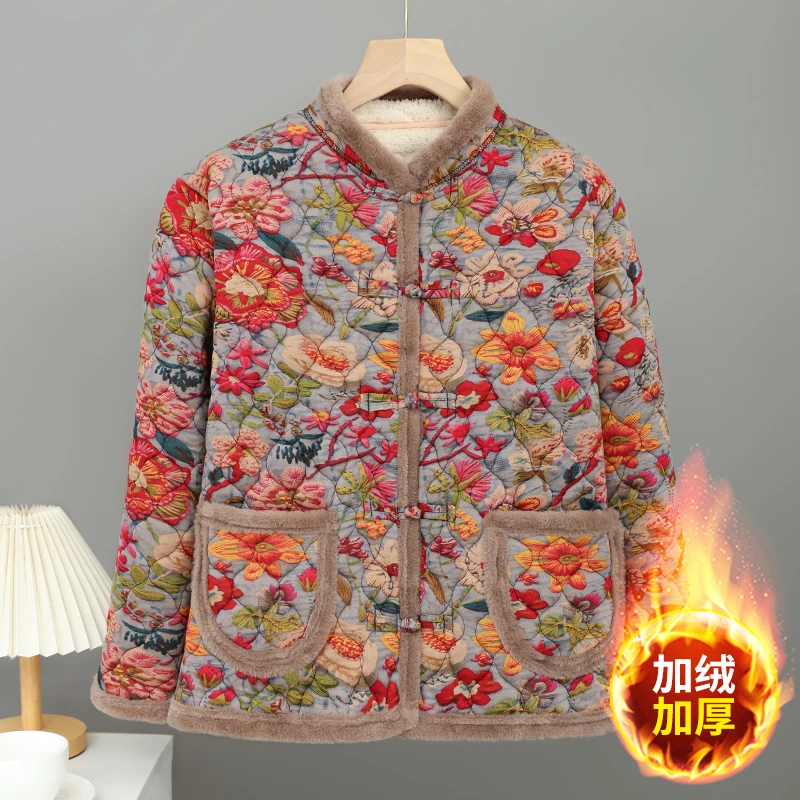 【花海特价专属】新款加绒加厚复古国风版棉衣时尚保暖洋气棉服