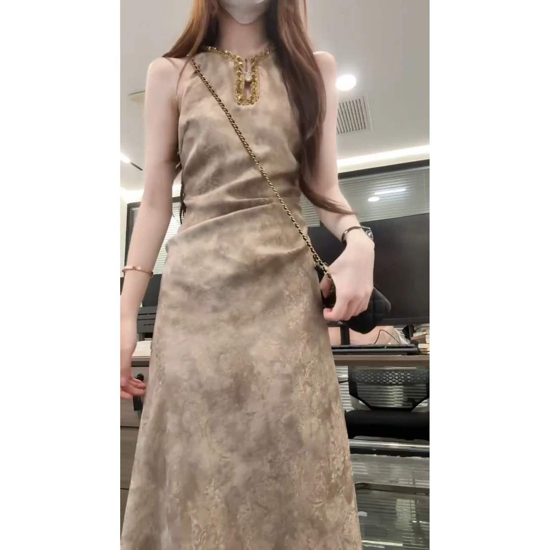 parkyeon新中式国风复古改良旗袍连衣裙气质高级感修身包臀长裙子