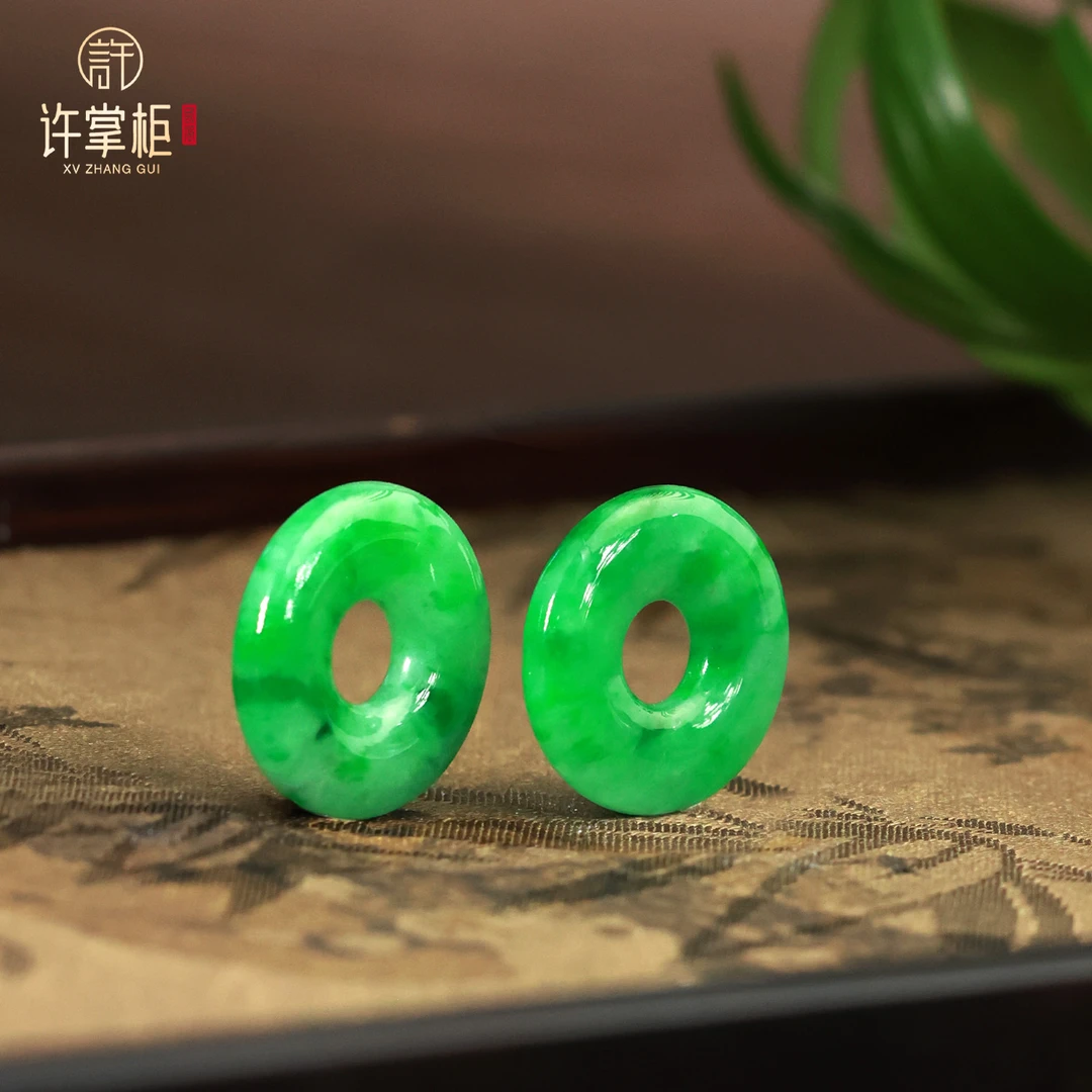 许掌柜|翠韵臻安 甜甜圈耳扣耳饰配饰天然缅甸翡翠A货原创设计