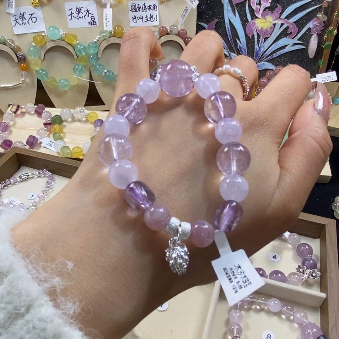 水晶银S925镀金镶嵌手串紫水