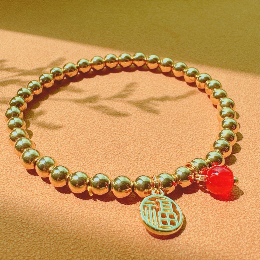 铜合金手链 DUOFU/ 多福饰 好运连连五福星空红石手链简约