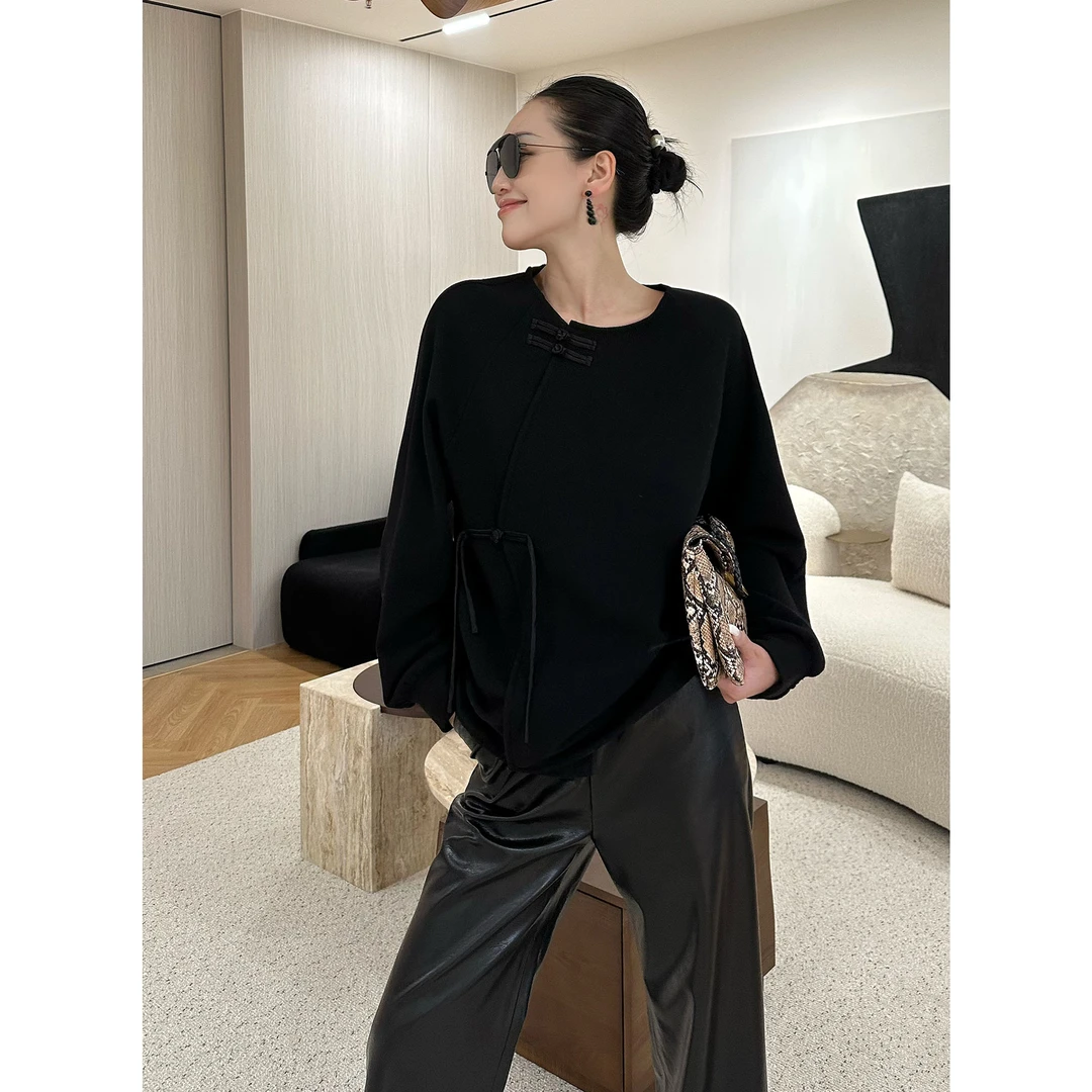 紫紫   禅意生活   江南美学新国风盘扣羊毛衫上衣ZD09SZYL704