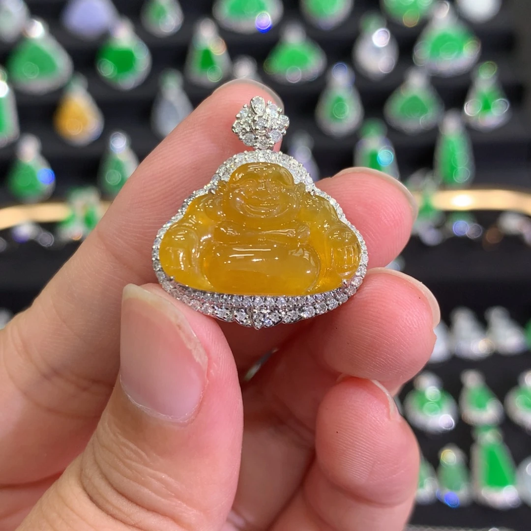 翡翠18K金镶嵌吊坠(不含链)吊坠