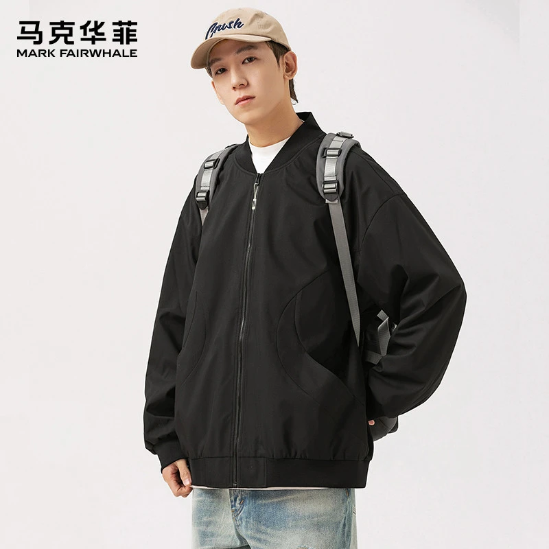 马克华菲秋季美式休闲飞行夹克男士高街百搭复古宽松潮流外套情侣