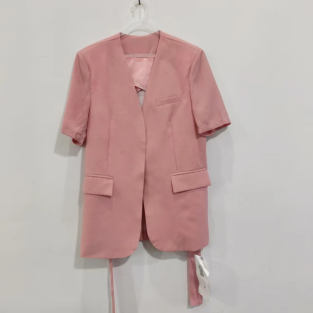 8175两色半袖腰带西服