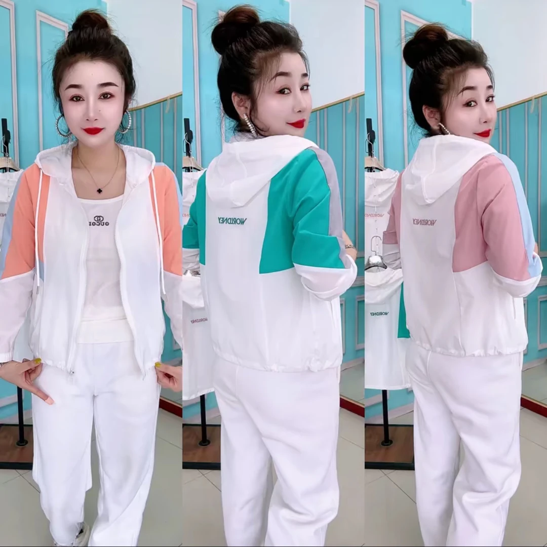 女士夏季连帽冰丝防晒短外套户外休闲透气百搭运动服上衣