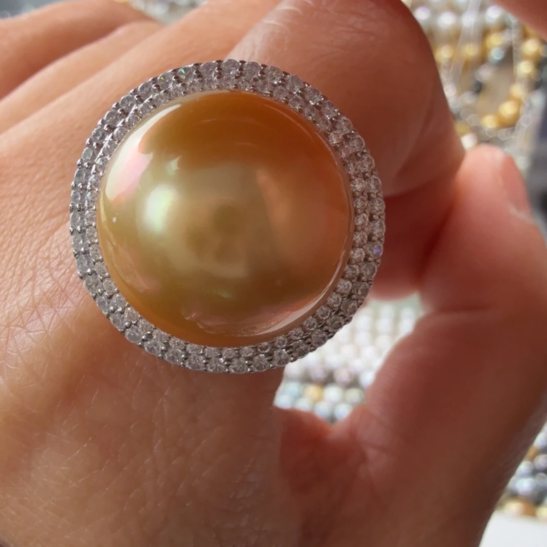 海水珍珠银S925镶嵌戒指