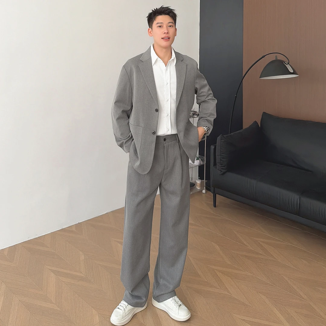 朱渣渣雅痞轻奢休闲小西装套装男高级感春秋潮流结婚伴郎西服外套