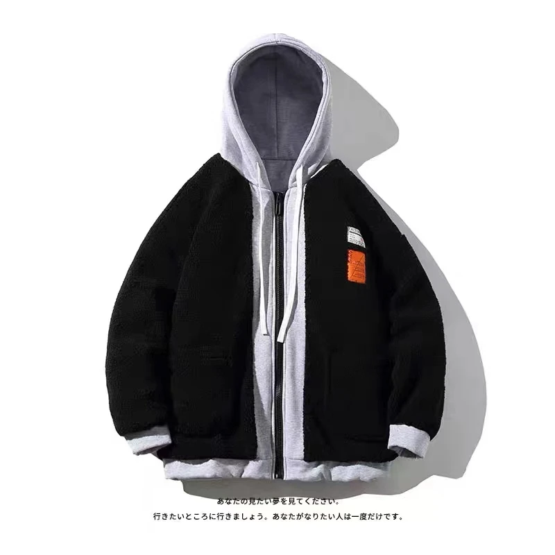 M5120 N 美式冬季时尚拼料连帽棉服男时尚百搭加厚棉衣