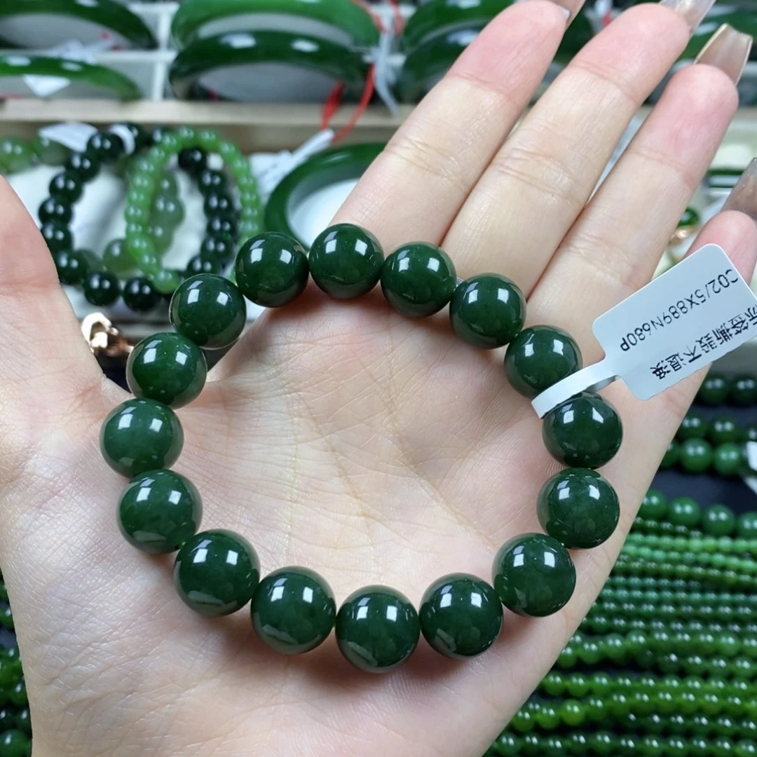 和田玉（碧玉）手串未镶嵌13m新人福利