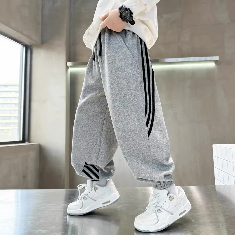 男童斜杆休闲裤子春秋款2024新款儿童宽松运动裤中大童秋装卫裤潮