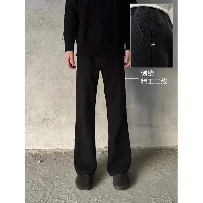 有裤上新5.0早黑色休闲西裤2021M版型柳叶高级感直筒微喇西裤