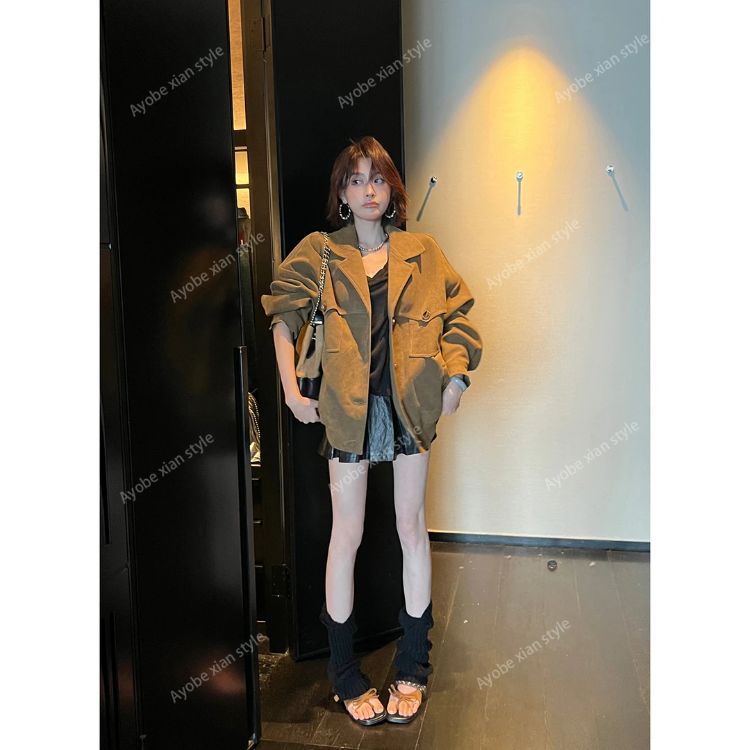 AYOBE小贤【琥珀流光风】摇摆伦巴  复古设计感棕色潮流短款外套