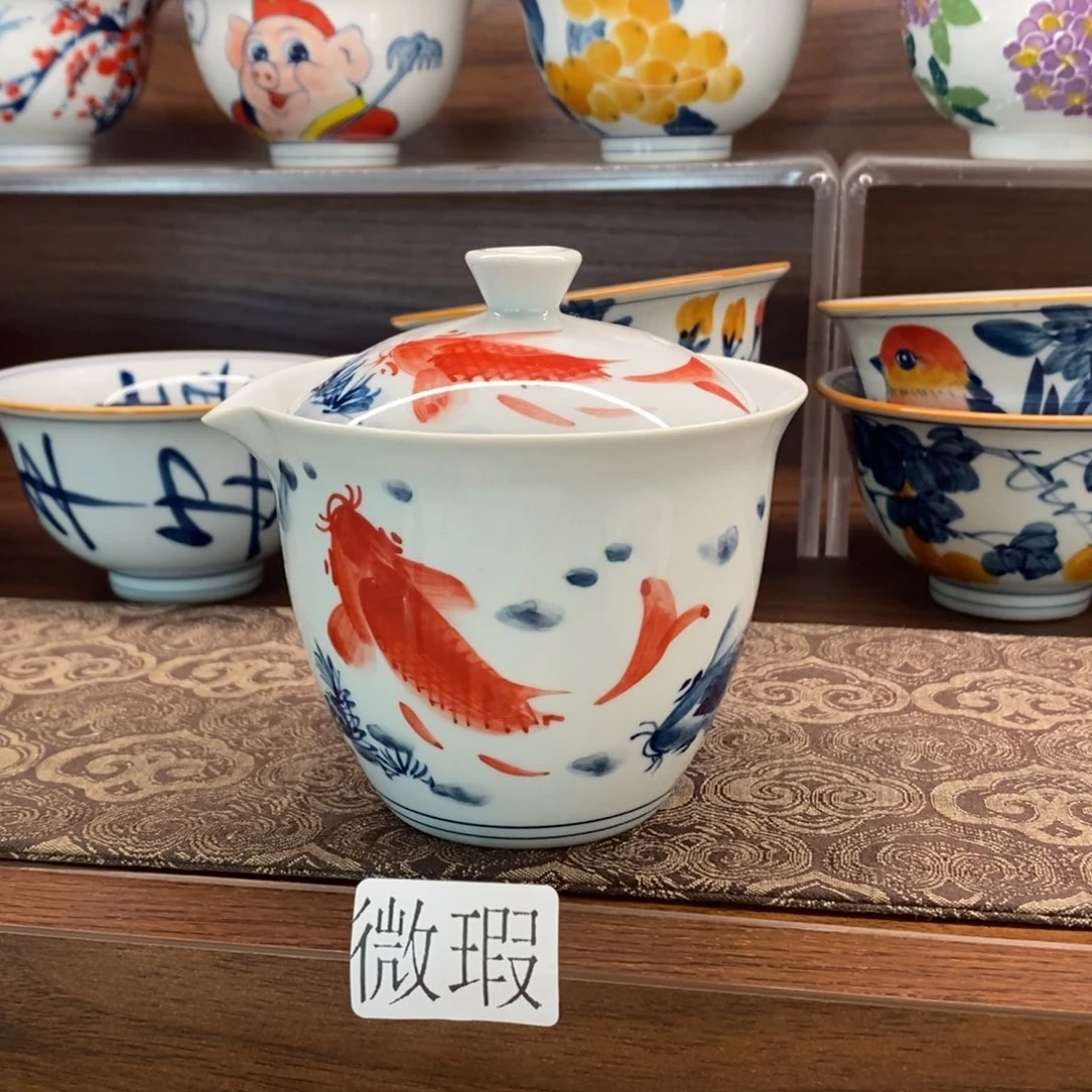 釉下手绘茶具微瑕