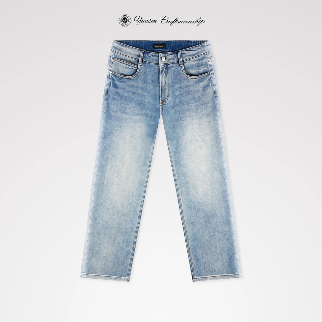 【黑标系列】重工水洗手擦猫须工艺直筒牛仔裤长裤YSN001