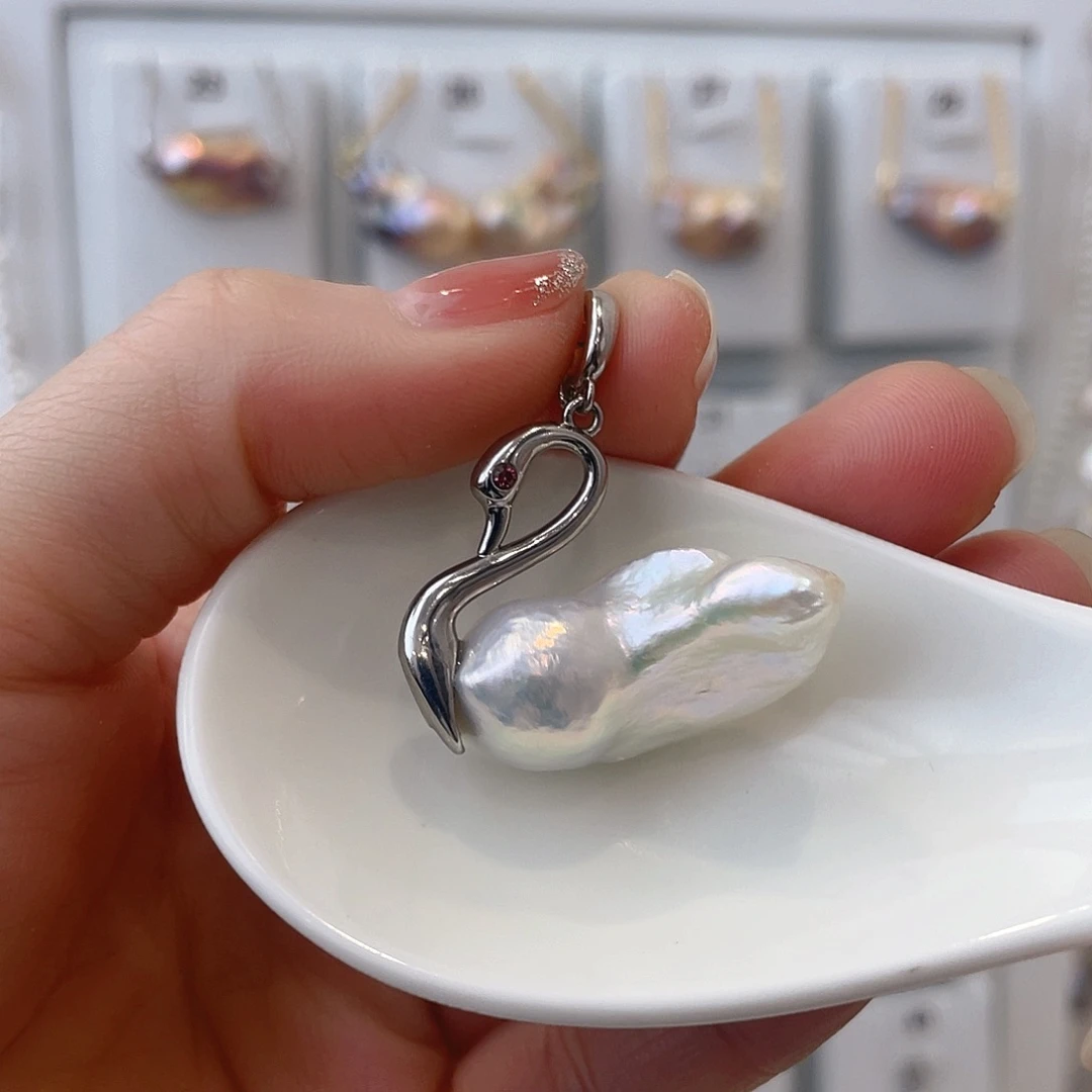 淡水珍珠颈饰银S925镀金镶嵌歆*