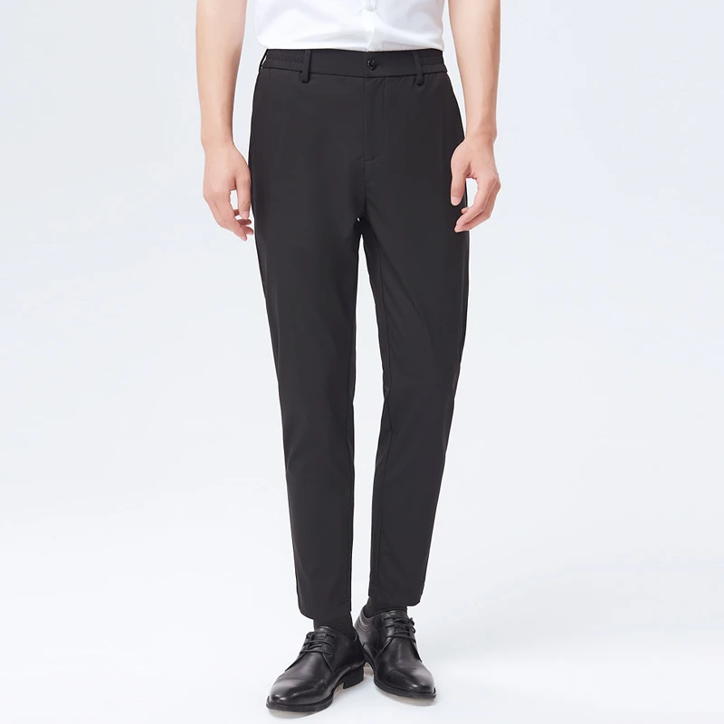 莱克斯顿男装夏季轻商务纯色通勤薄款锥形裤男休闲裤B021920377