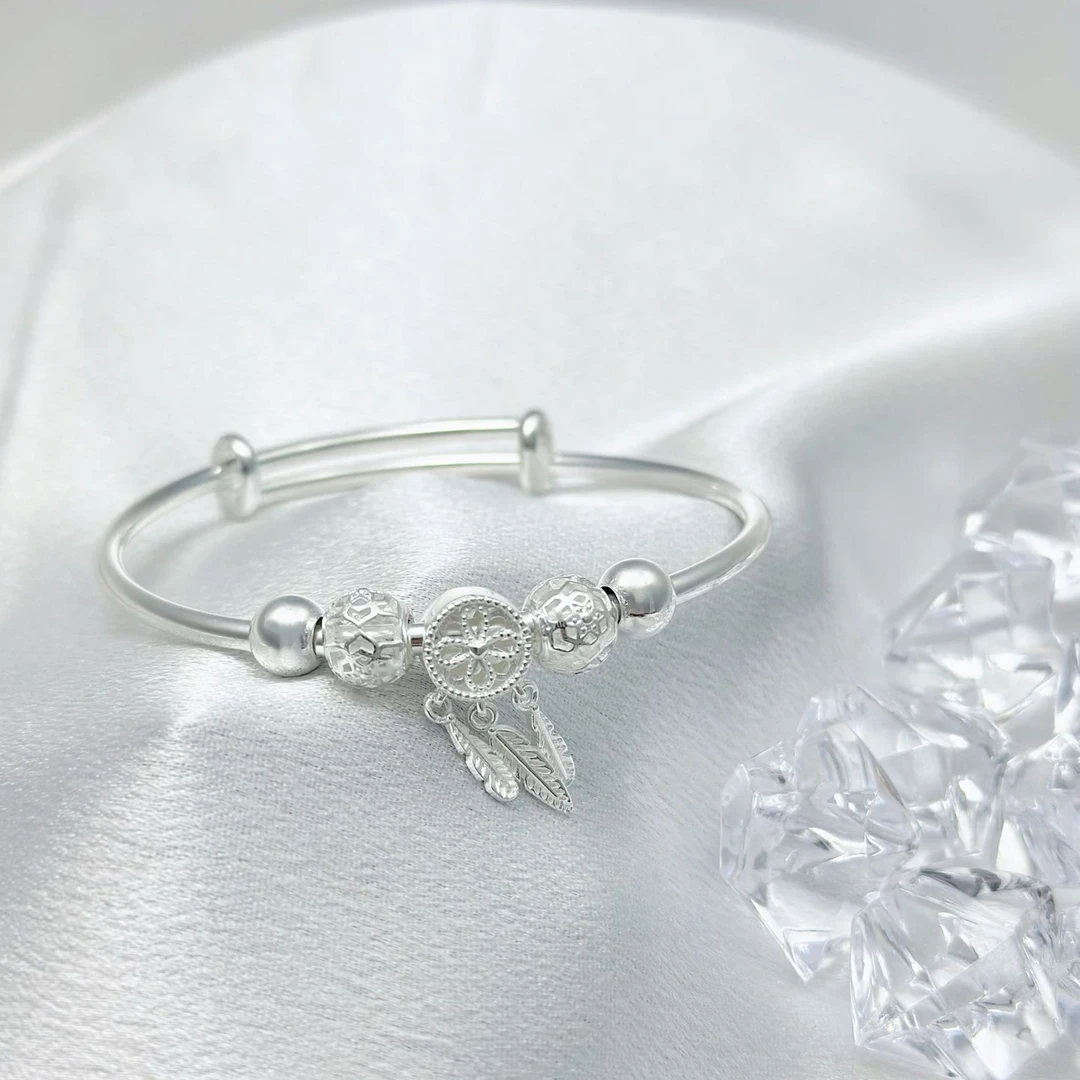 足银手镯 足银999.9（编号333）三生三世捕梦网推拉手镯