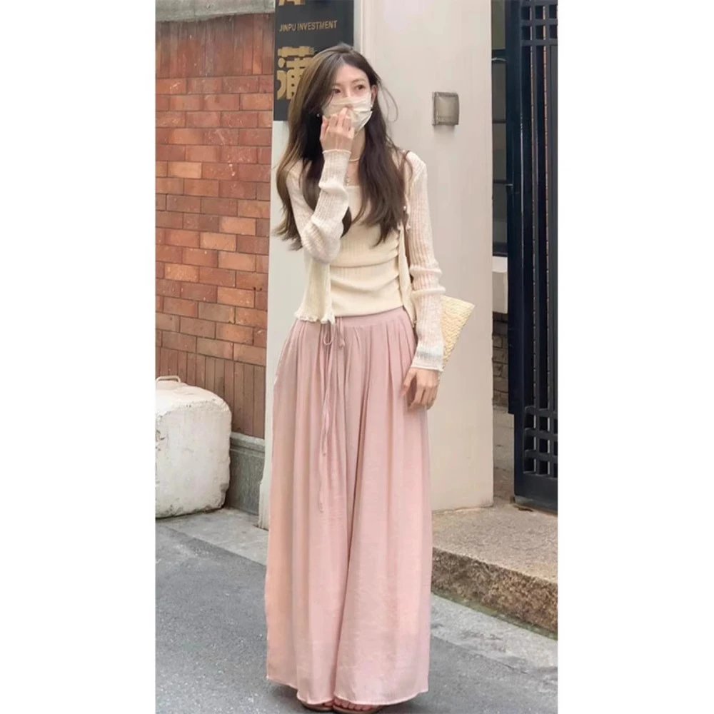 小个子奶系穿搭早春套装裙女韩系上衣轻熟吊带开衫韩剧穿搭三件套