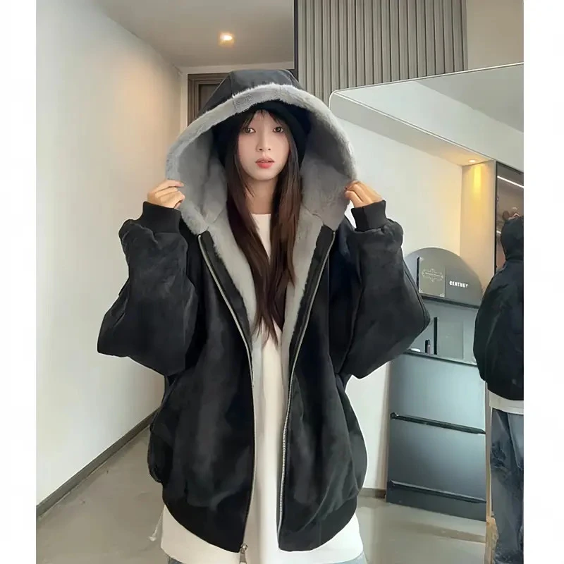 同价双11外套男秋冬座山雕加绒加厚cleanfit棉服宽松情侣飞行夹克