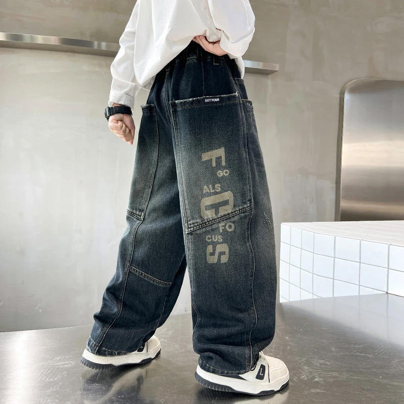 童装男童秋装裤子春秋款2025新款牛仔裤中大童长裤男孩儿童秋季潮