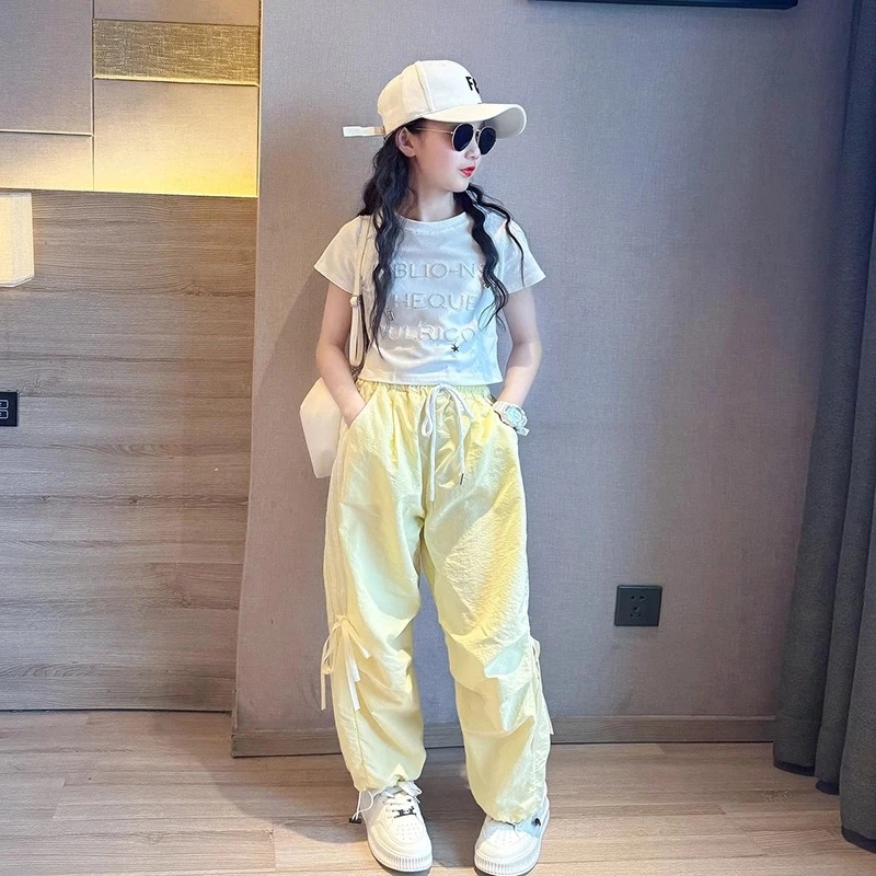 女童短袖套装夏2025新款潮酷穿搭大童女孩工装裤夏装儿童运动衣服