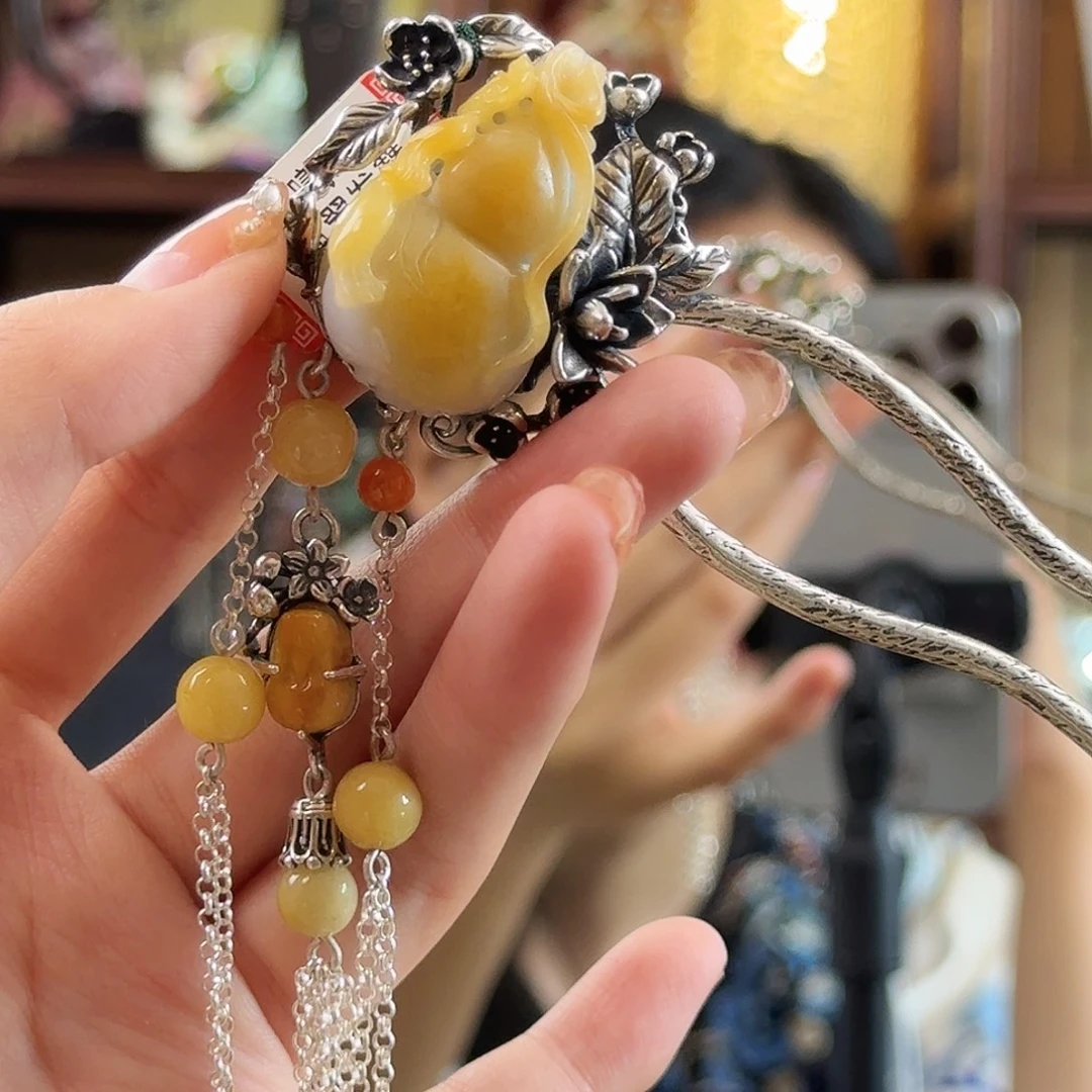 翡翠银S925镶嵌发饰