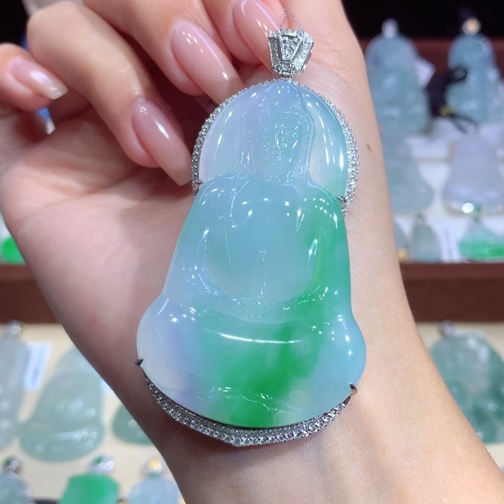 翡翠18K金镶嵌吊坠(不含链)